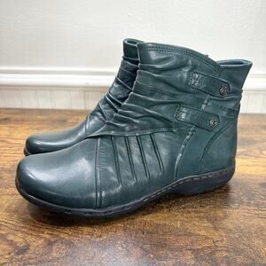 Rockport Cobb Hill Size 7 Leather Ankle Boots Teal Pandora Forest Fairy Indie